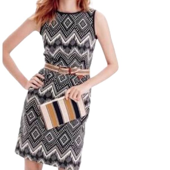 J. Crew Ikat Basketweave Sheath Dress 4 - Picture 1 of 6